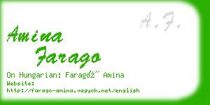amina farago business card